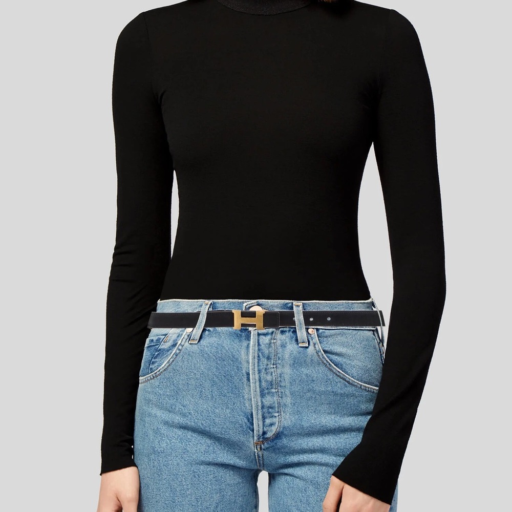 Hermes Brown Leather H Belt with Gold H Buckle - Picture 2 of 6